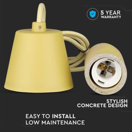 Power cable 1xE27/60W/230V concrete/yellow