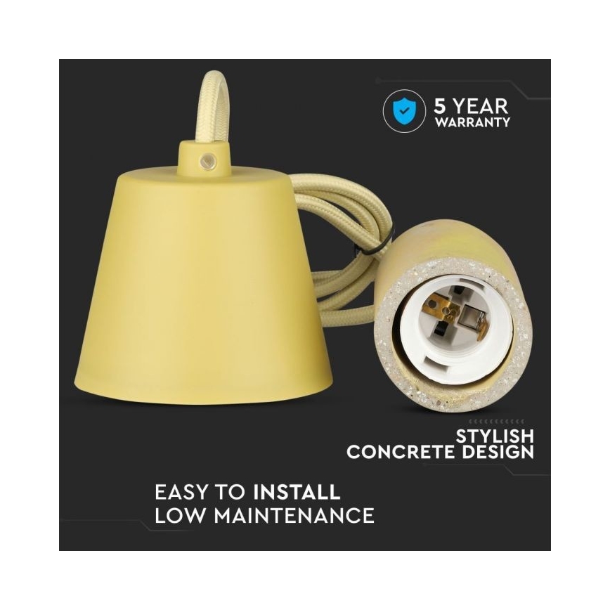 Power cable 1xE27/60W/230V concrete/yellow