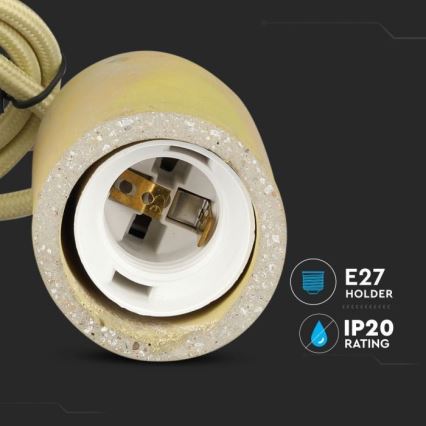 Power cable 1xE27/60W/230V concrete/yellow