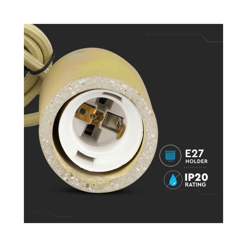 Power cable 1xE27/60W/230V concrete/yellow