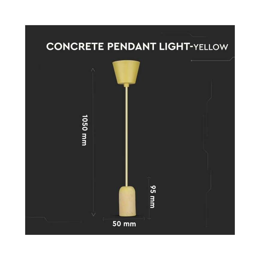 Power cable 1xE27/60W/230V concrete/yellow