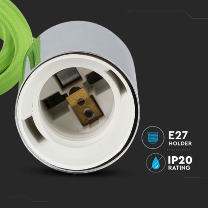 Power cable 1xE27/60W/230V green/shiny chrome