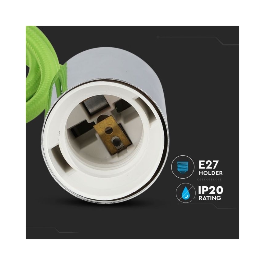 Power cable 1xE27/60W/230V green/shiny chrome