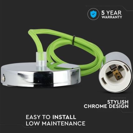 Power cable 1xE27/60W/230V green/shiny chrome