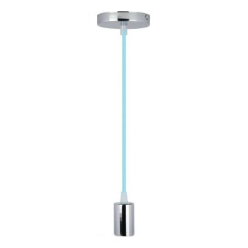 Power cable 1xE27/60W/230V light blue/shiny chrome