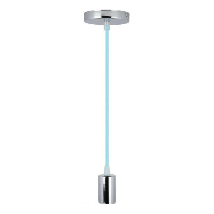 Power cable 1xE27/60W/230V light blue/shiny chrome
