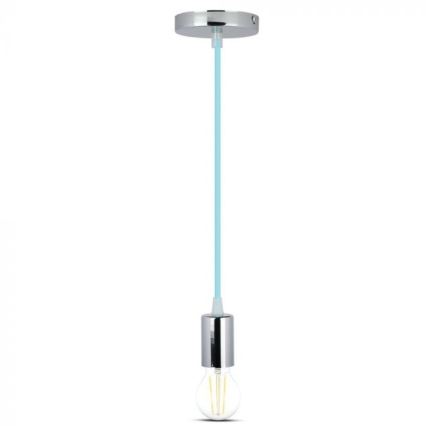 Power cable 1xE27/60W/230V light blue/shiny chrome