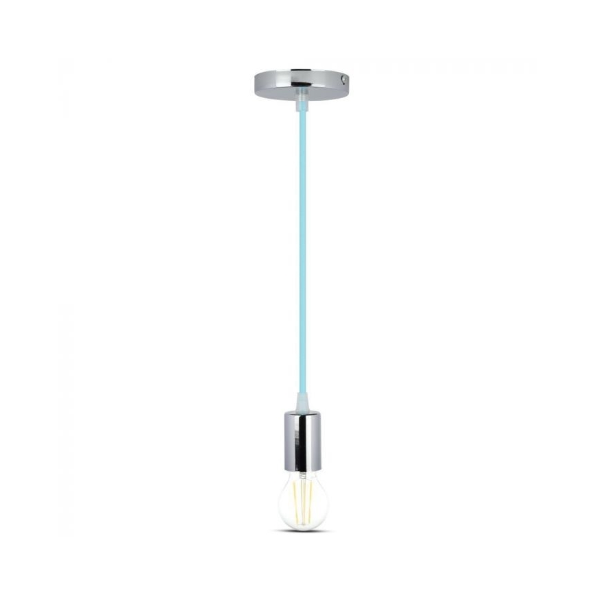 Power cable 1xE27/60W/230V light blue/shiny chrome