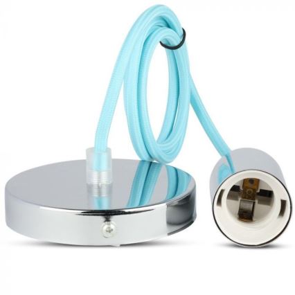 Power cable 1xE27/60W/230V light blue/shiny chrome