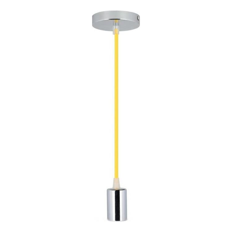 Power cable 1xE27/60W/230V yellow/shiny chrome