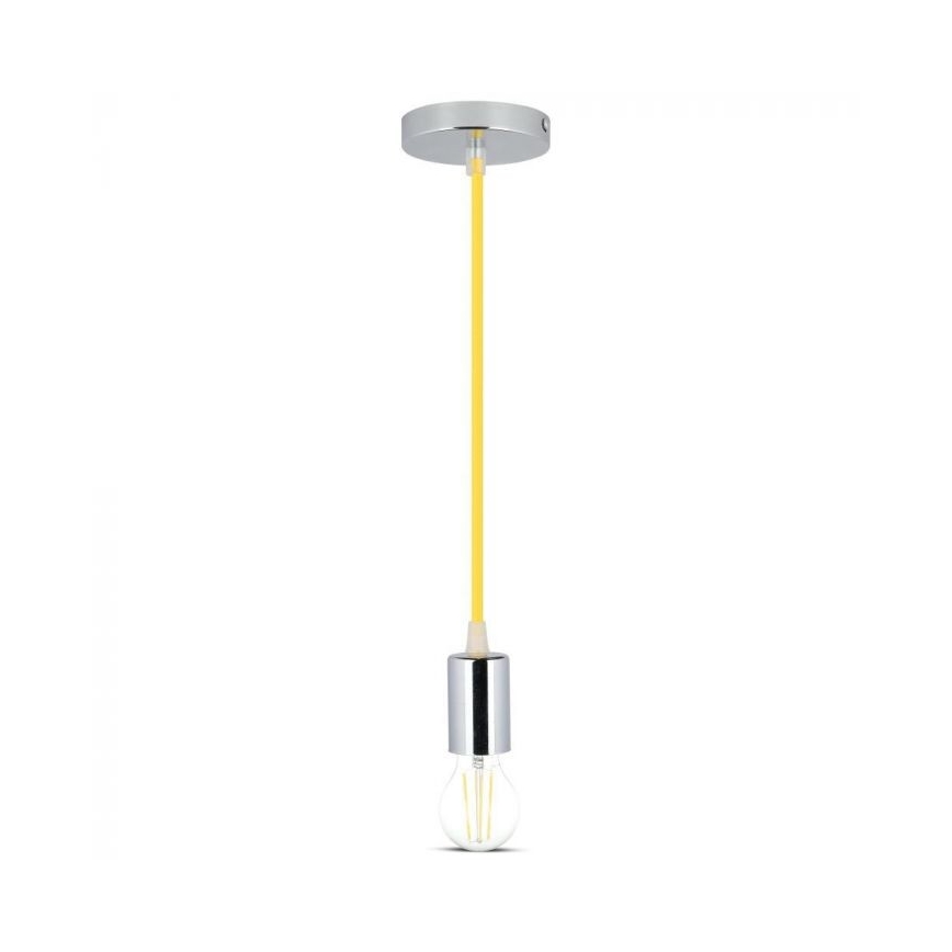 Power cable 1xE27/60W/230V yellow/shiny chrome
