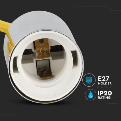 Power cable 1xE27/60W/230V yellow/shiny chrome