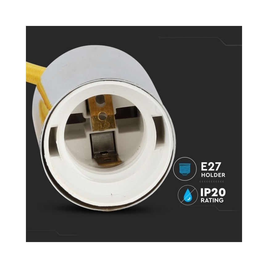 Power cable 1xE27/60W/230V yellow/shiny chrome