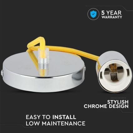 Power cable 1xE27/60W/230V yellow/shiny chrome