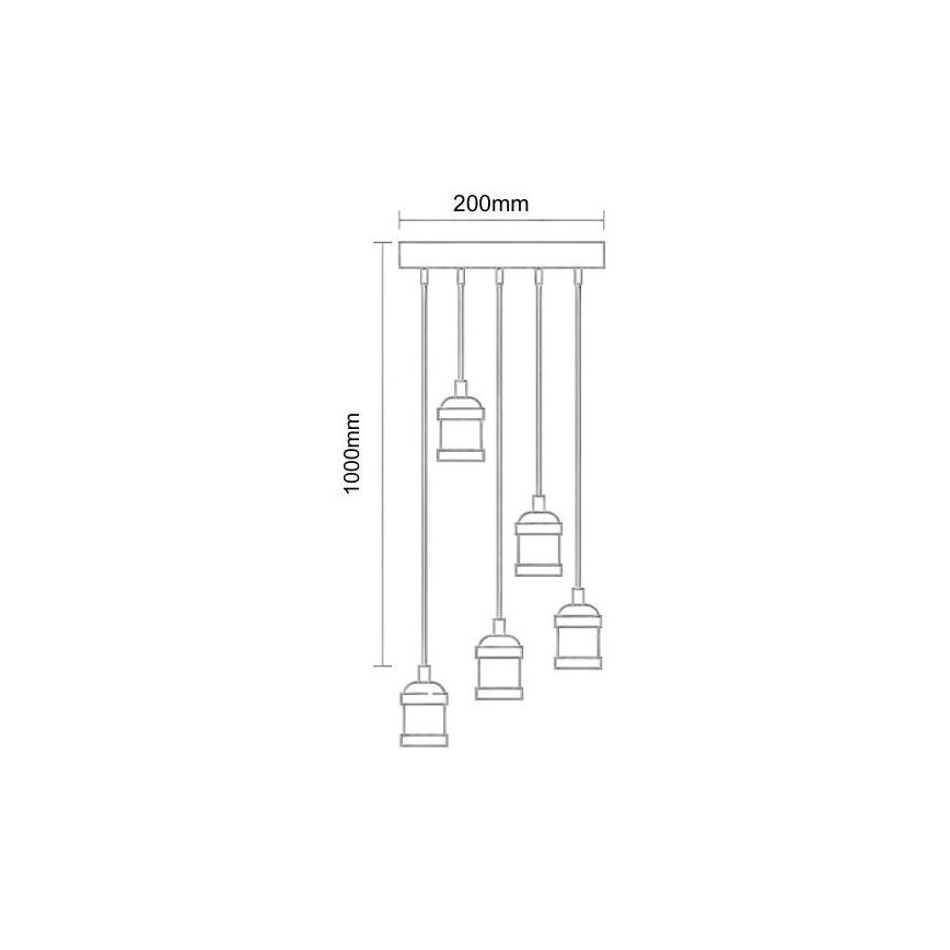 Power cable 5xE27/60W/230V bronze