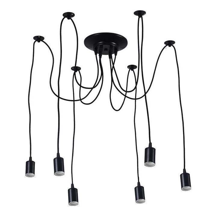Power cable 6xE27/60W/230V spider black