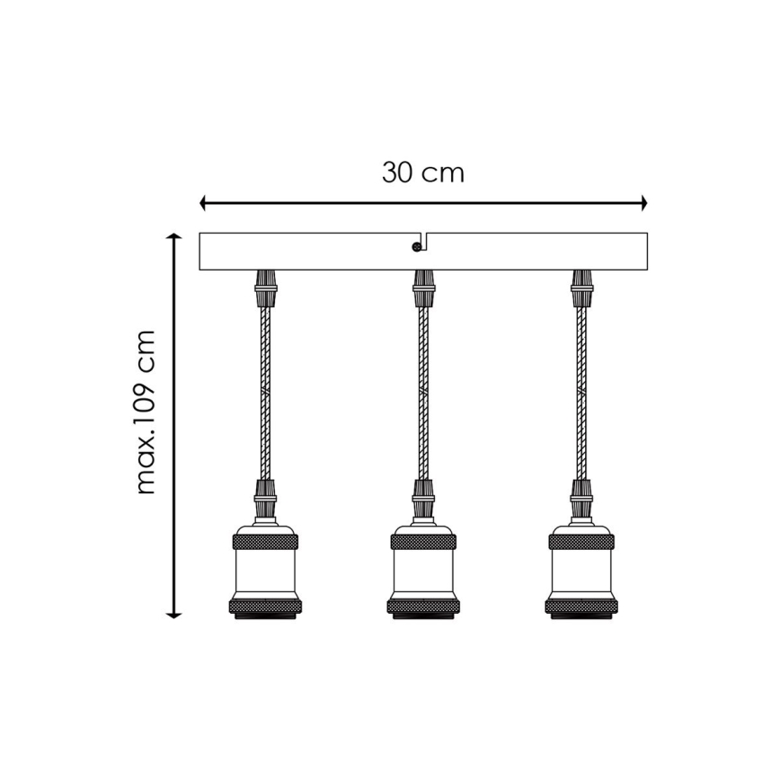 Power cable VINTAGE 3xE27/60W/230V matte chrome