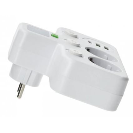 LINEA PRO power strip with switch and LED lighting – 2 Schuko sockets + 3× USB (A/C), 4000K, white