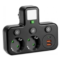 Power strip with switch and LED lighting LINEA PRO 2-socket + 3xUSB A/C SCHUKO 4000K black