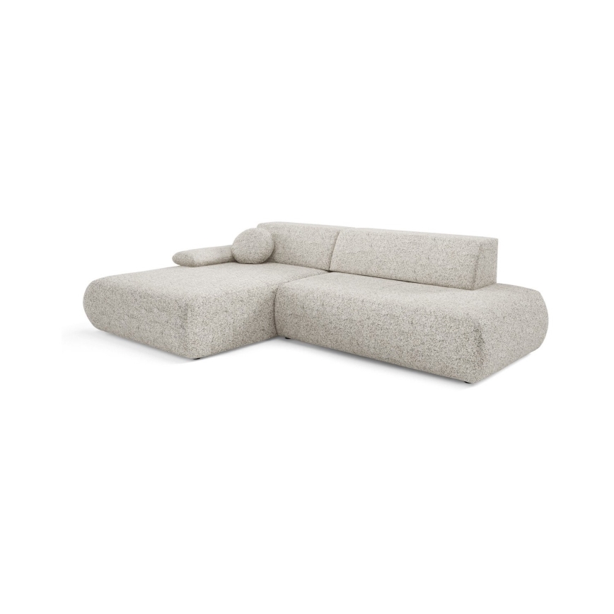 PRATO Left-Hand L-Shaped Corner Sofa Bed with Storage, Beige