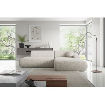 PRATO Right-Hand L-Shaped Corner Sofa Bed with Storage, Beige