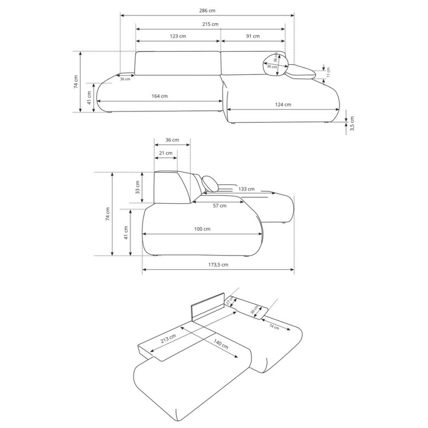 PRATO Right-Hand L-Shaped Corner Sofa Bed with Storage, Beige