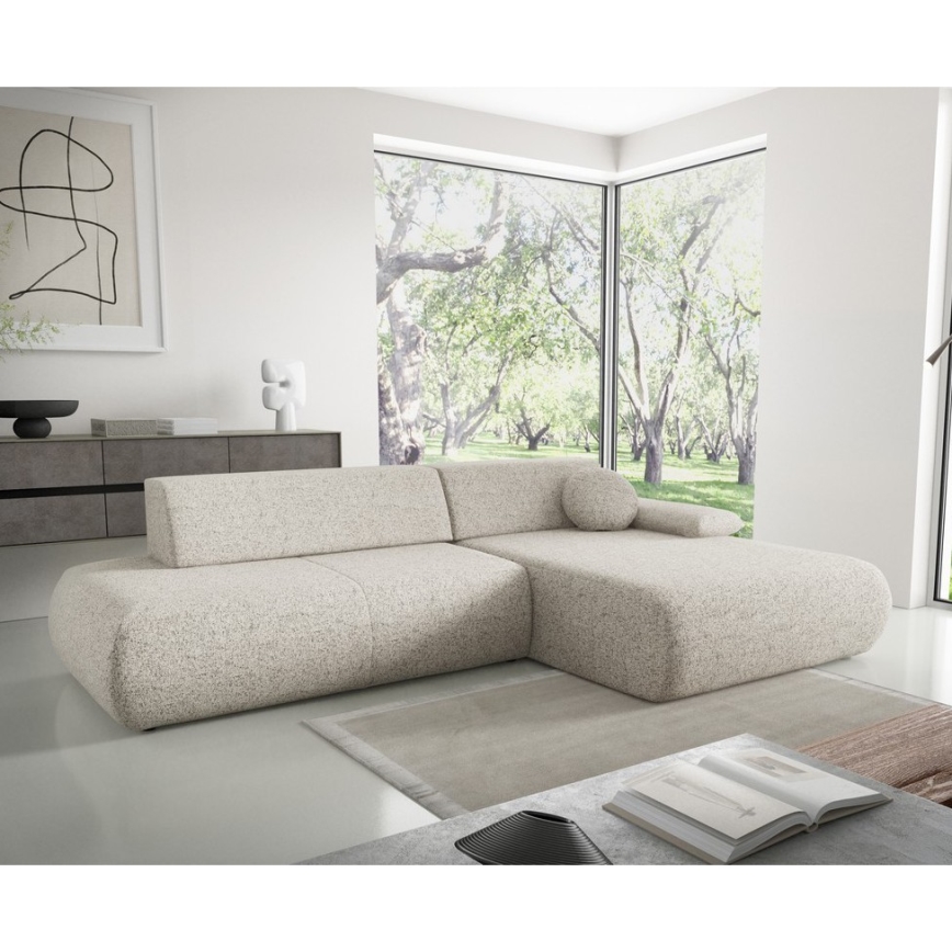 PRATO Right-Hand L-Shaped Sofa Bed with Storage, Beige