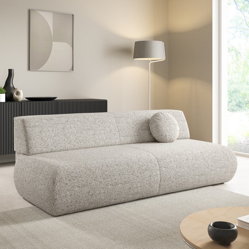 PRATO three-seater fold-out sofa with storage, beige