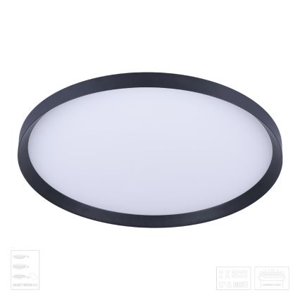 Prezent 17311 - ADRA LED ceiling light 42W (230V) + 13W LED, selectable 3000/4000/6000K, Ø 48.5 cm, black