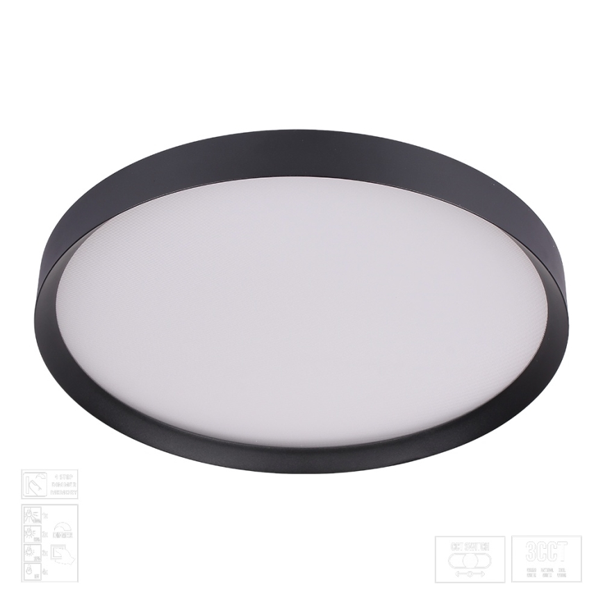 Prezent 17317 - MAYSA Dimmable LED Ceiling Light, 72W, 230V, Selectable Color Temperature 3000/4000/6000K, Ø 77 cm, Black