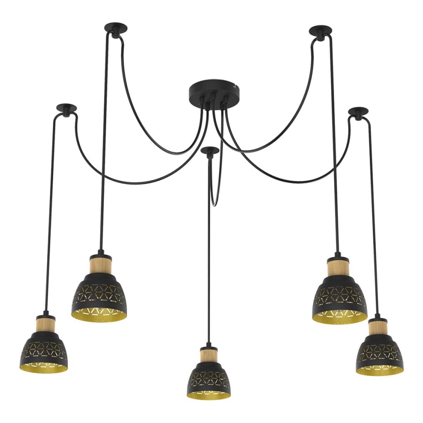 Prezent 27525 - Chandelier on a string MESCALA 5xE14/40W/230V spider black/rubber tree