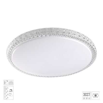 Prezent 71340 - AMBIA LED Dimmable Ceiling Light LED/40W/230V 3000/4000/6500K Ø 49.5 cm Clear