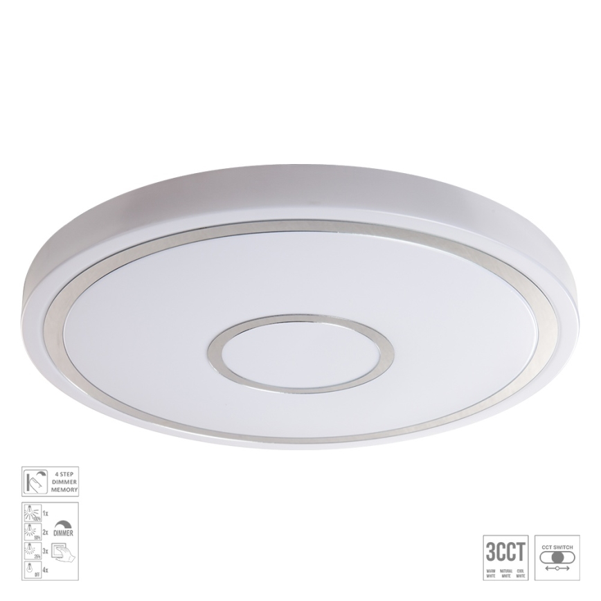 Prezent 71342 - MOZAN LED Dimmable Ceiling Light, 40W, 230V, Selectable color temperature 3000/4000/6500K, Ø 48 cm, White