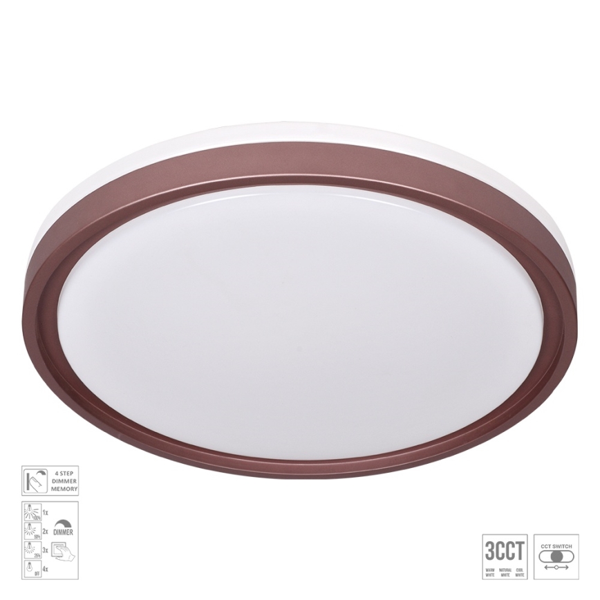 Prezent 71344 - FLOREN Dimmable LED ceiling light, 30W/230V, 3000/4000/6500K, Ø 41.5 cm, brown