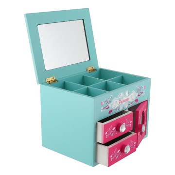 PRINCESS Jewelry Box with Mirror — Pink/Blue