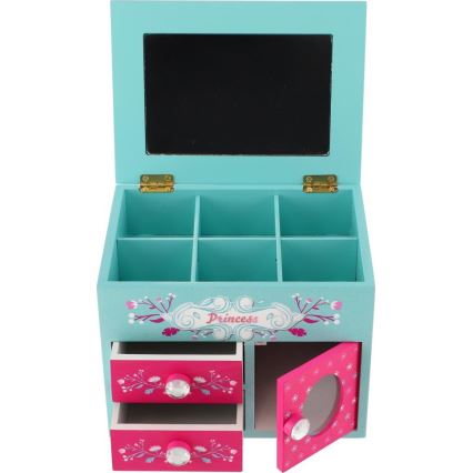 PRINCESS Jewelry Box with Mirror — Pink/Blue