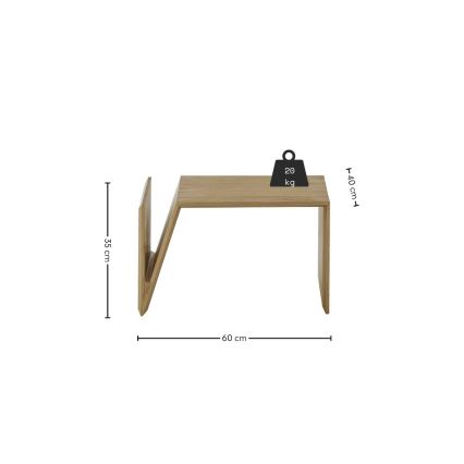 PRISM 60 x 40 cm Oak Coffee Table with Vertical and Horizontal Adjustment