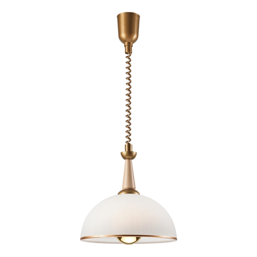 Pull-down chandelier CHIARA 1xE27/60W/230V beige/beech