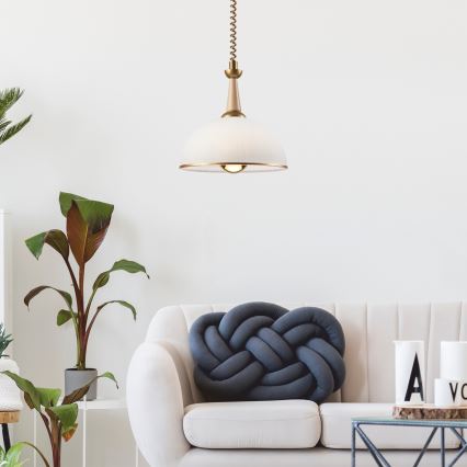Pull-down chandelier CHIARA 1xE27/60W/230V beige/beech