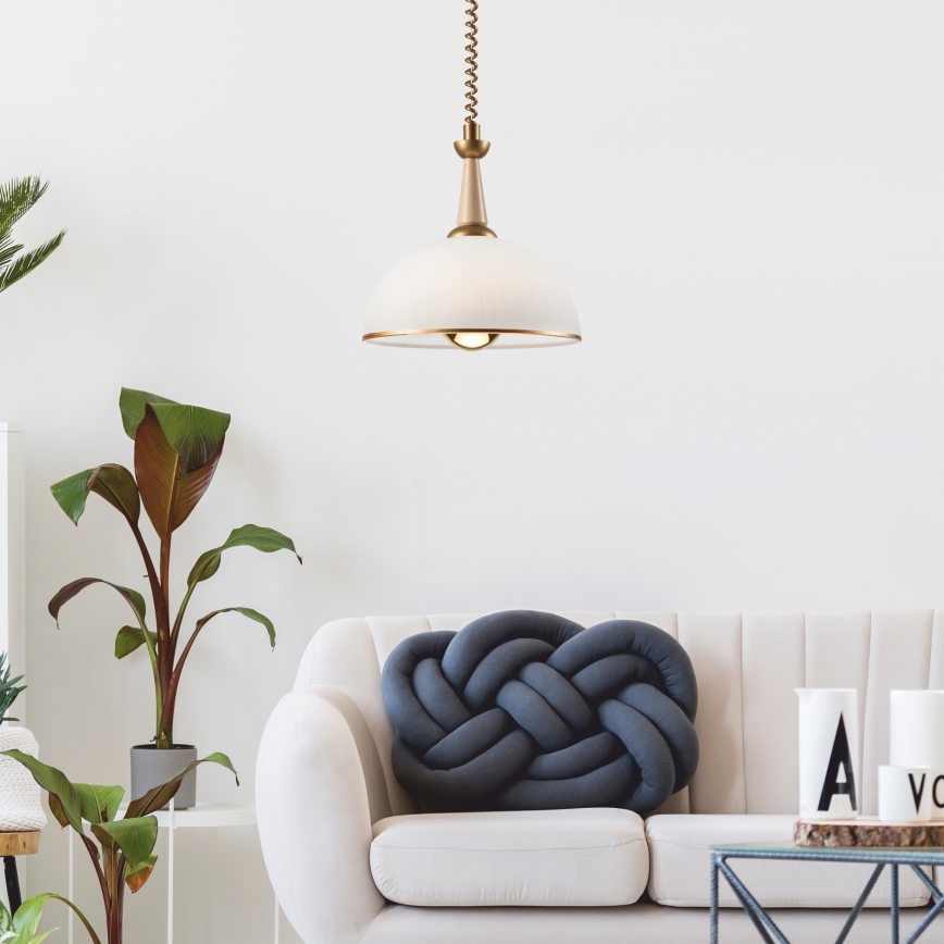 Pull-down chandelier CHIARA 1xE27/60W/230V beige/beech