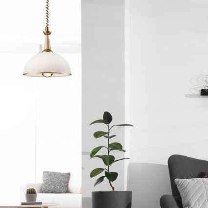 Pull-down chandelier CHIARA 1xE27/60W/230V beige/beech