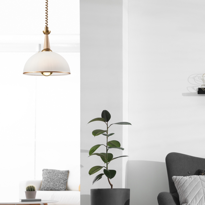 Pull-down chandelier CHIARA 1xE27/60W/230V beige/beech