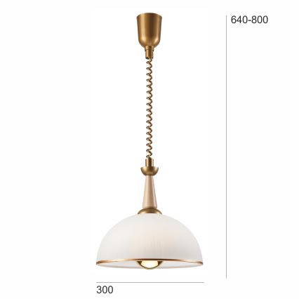 Pull-down chandelier CHIARA 1xE27/60W/230V beige/beech
