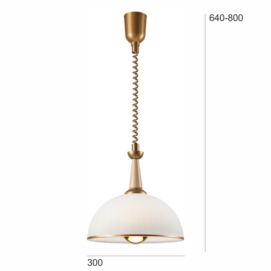 Pull-down chandelier CHIARA 1xE27/60W/230V beige/beech