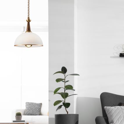 Pull-down chandelier CHIARA 1xE27/60W/230V brown/beech
