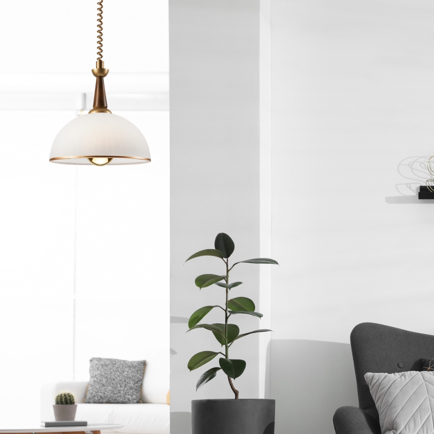 Pull-down chandelier CHIARA 1xE27/60W/230V brown/beech