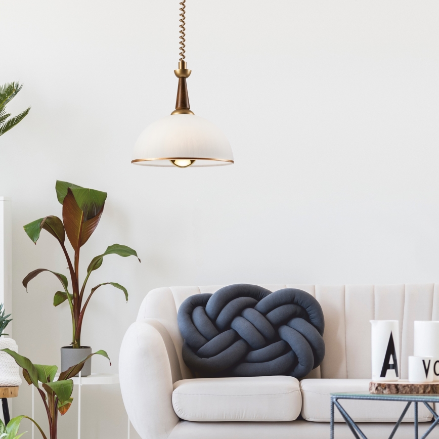 Pull-down chandelier CHIARA 1xE27/60W/230V brown/beech