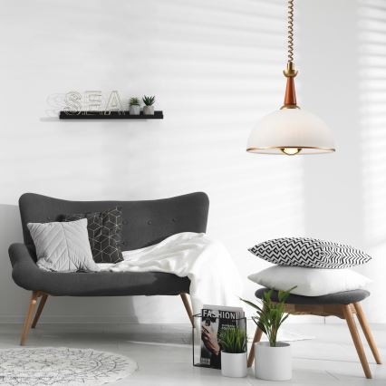 Pull-down chandelier CHIARA 1xE27/60W/230V dark brown/beech