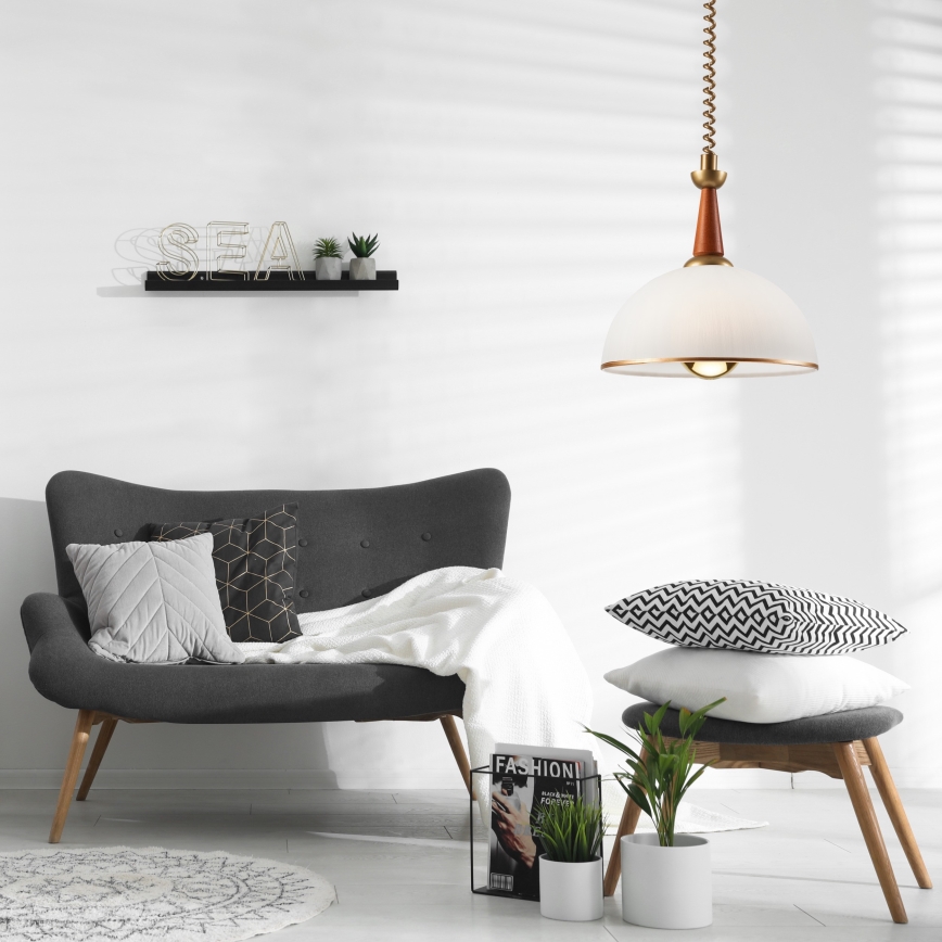 Pull-down chandelier CHIARA 1xE27/60W/230V dark brown/beech