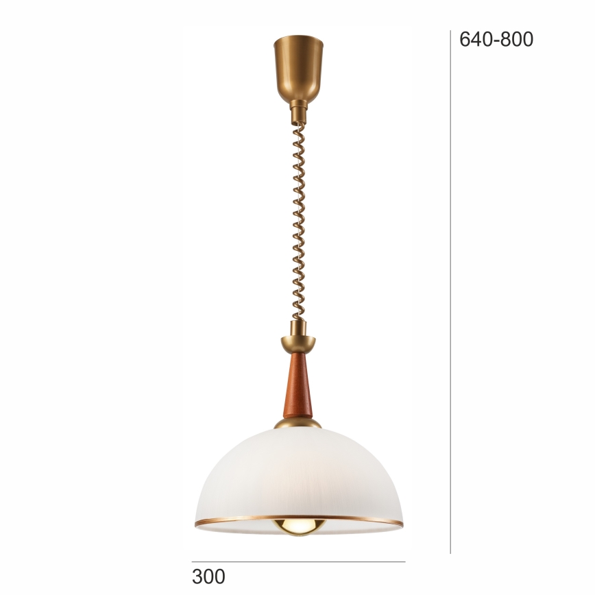Pull-down chandelier CHIARA 1xE27/60W/230V dark brown/beech